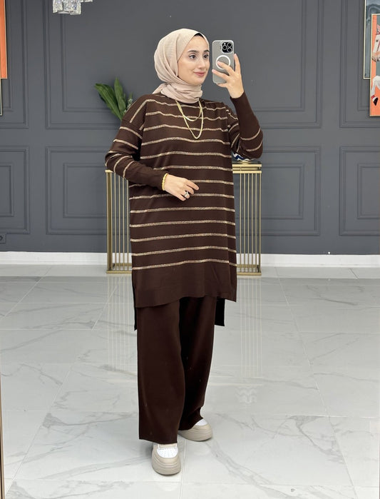 Gestreifter Strickanzug I Simli Triko Takim