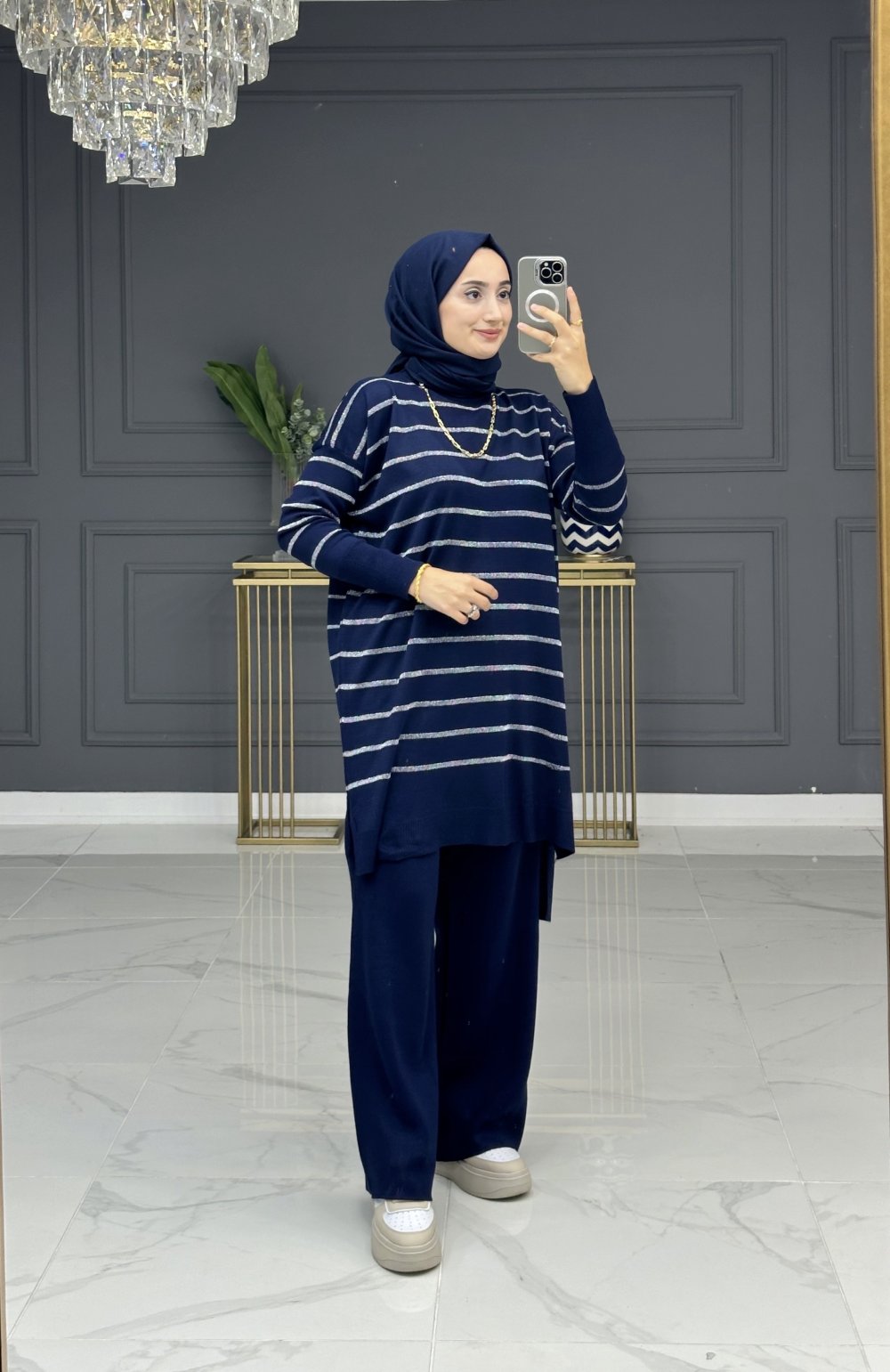 Gestreifter Strickanzug I Simli Triko Takim