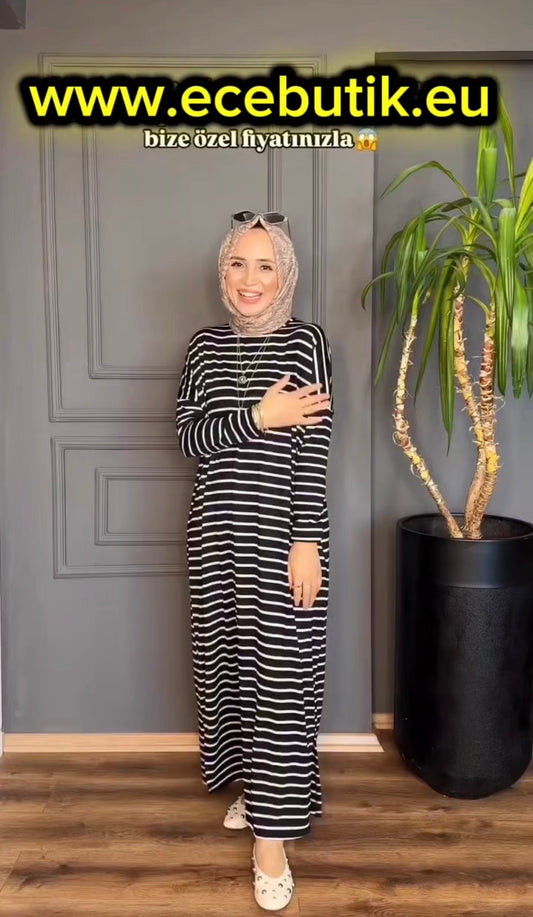 Çizgi Penye Elbise