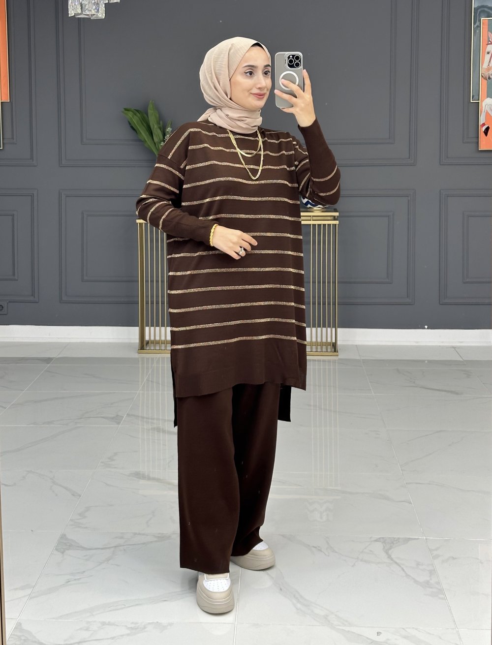 Gestreifter Strickanzug I Simli Triko Takim